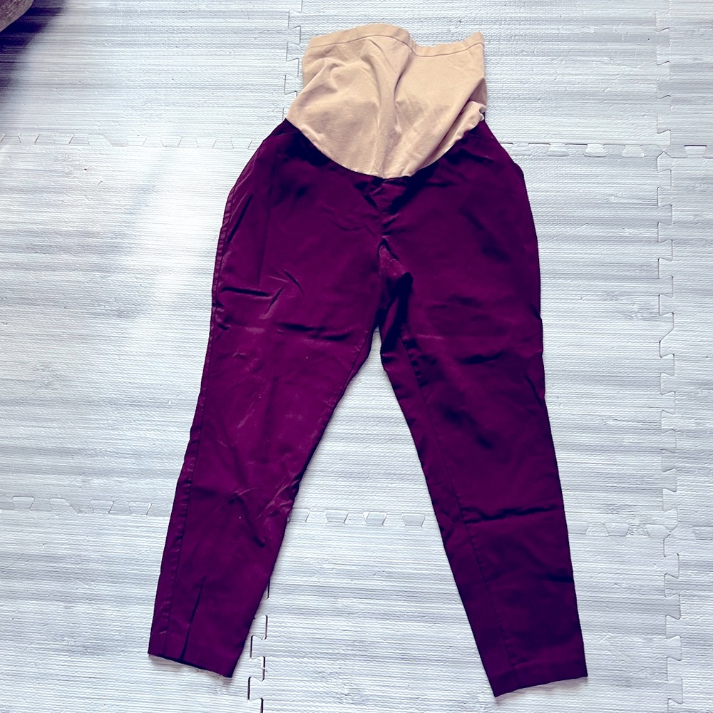 Maroon Motherhood Maternity ankle pants